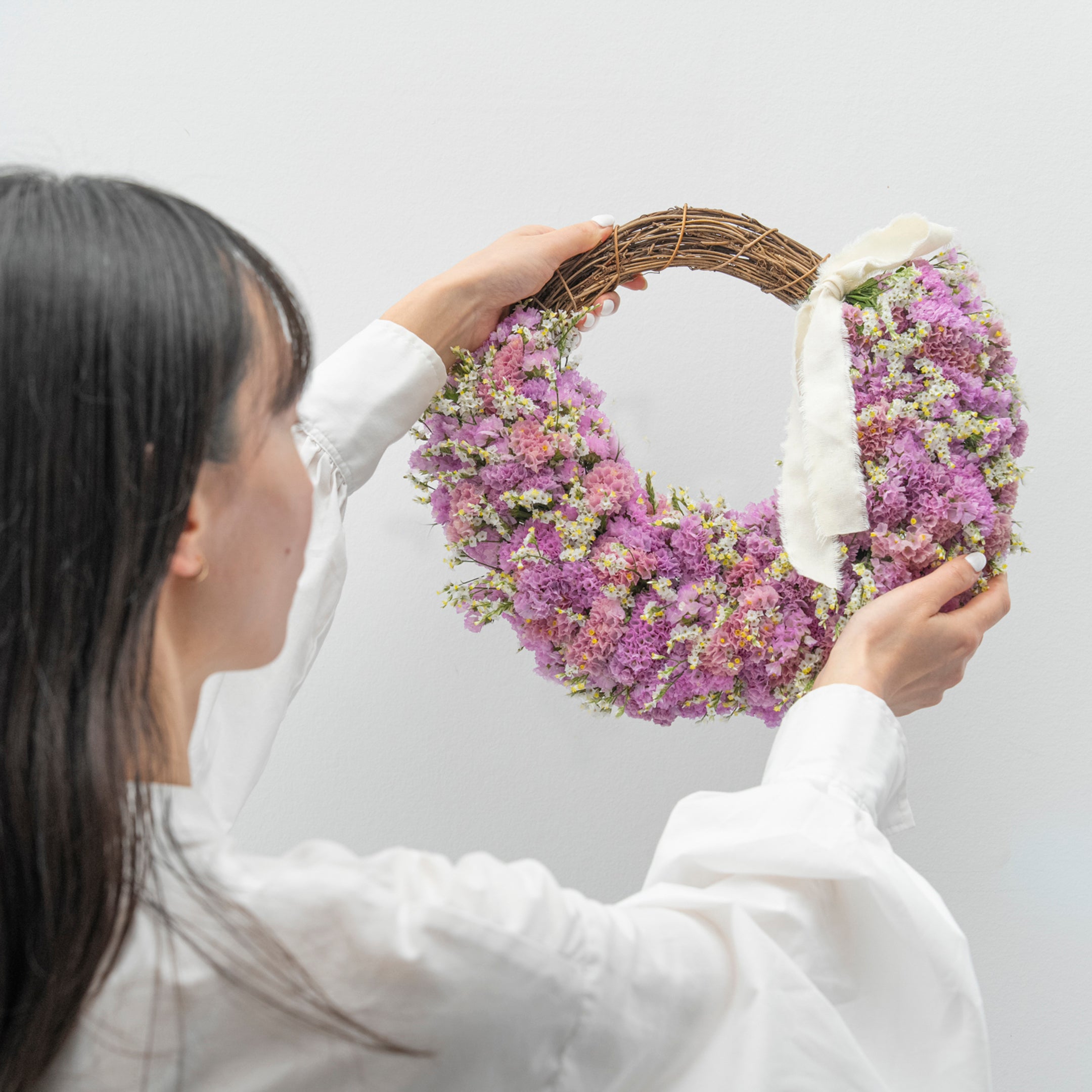 【受注販売】たっぷりのスターチスでつくった母の日リース(生花)
