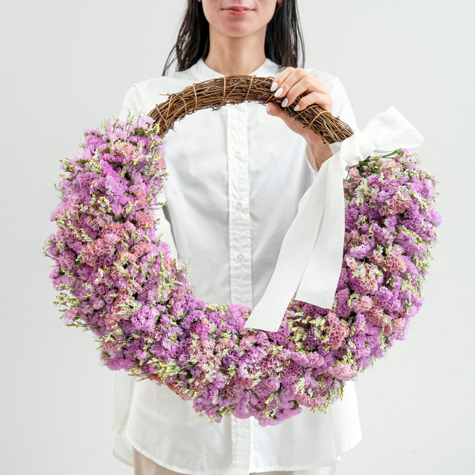 【受注販売】たっぷりのスターチスでつくった母の日リース(生花)