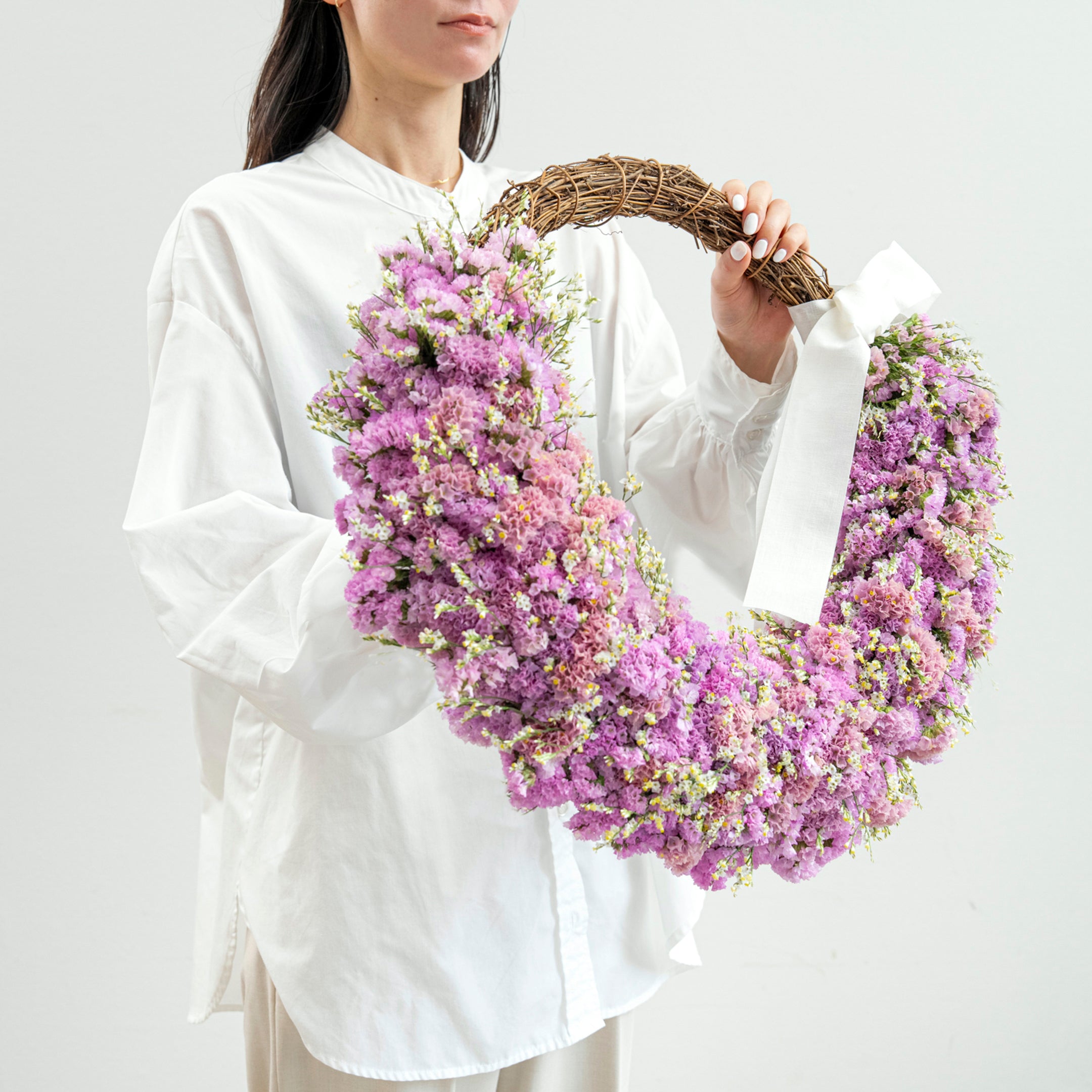 【受注販売】たっぷりのスターチスでつくった母の日リース(生花)