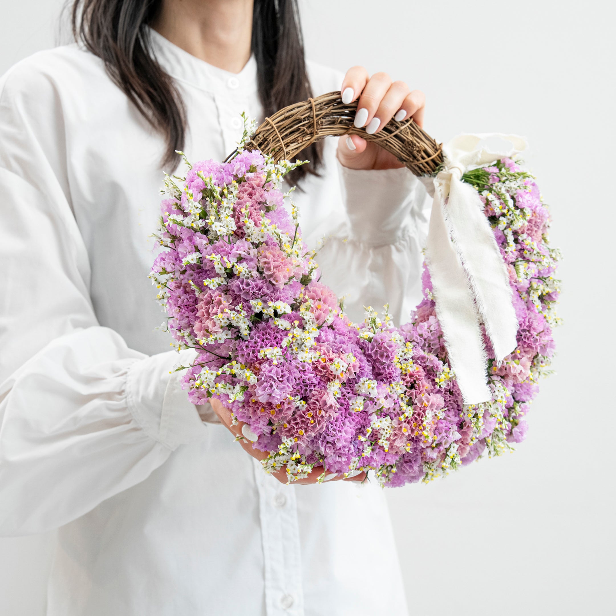 【受注販売】たっぷりのスターチスでつくった母の日リース(生花)