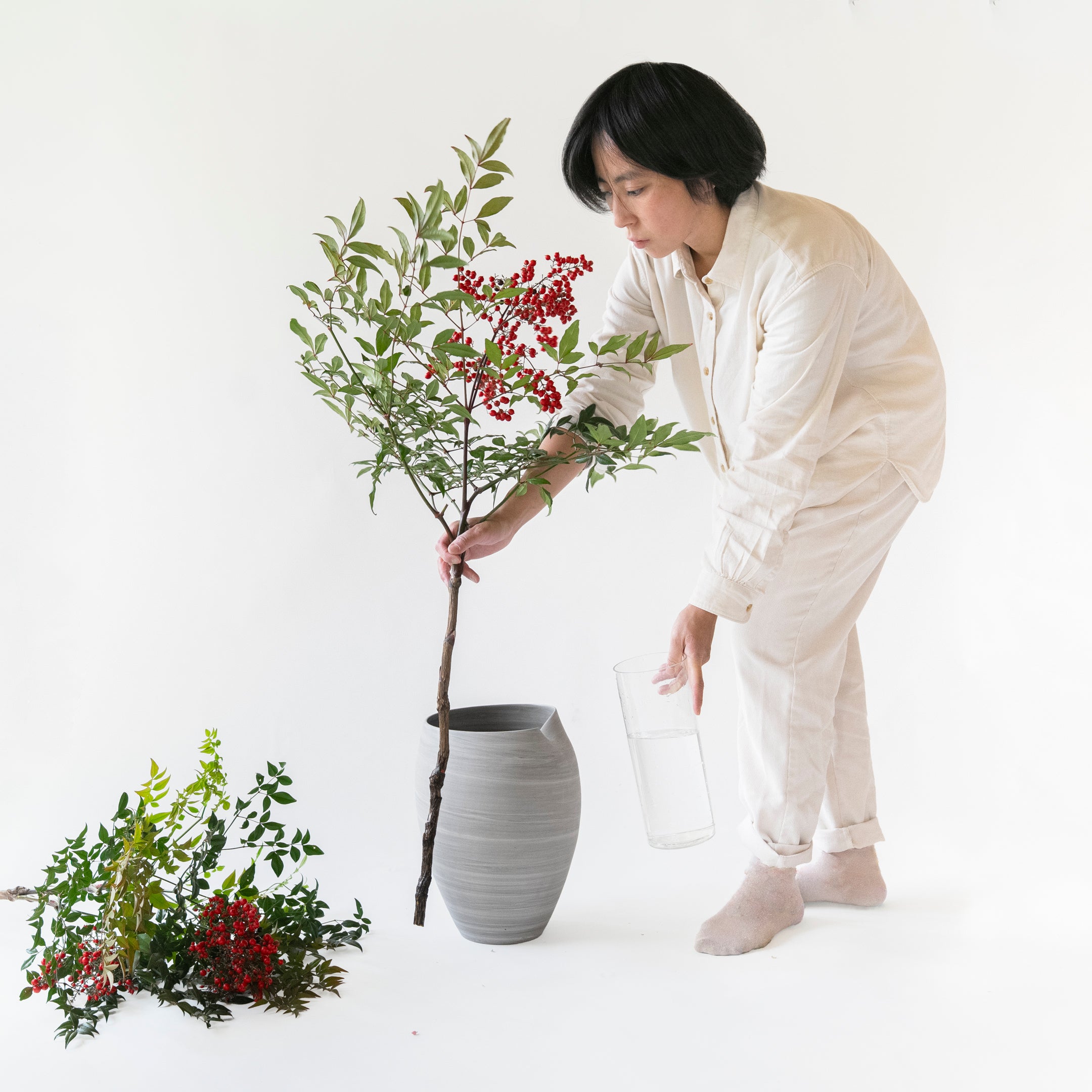 【先行販売】EDA POD ながれ | 水替えしやすい壺型の枝もの花器