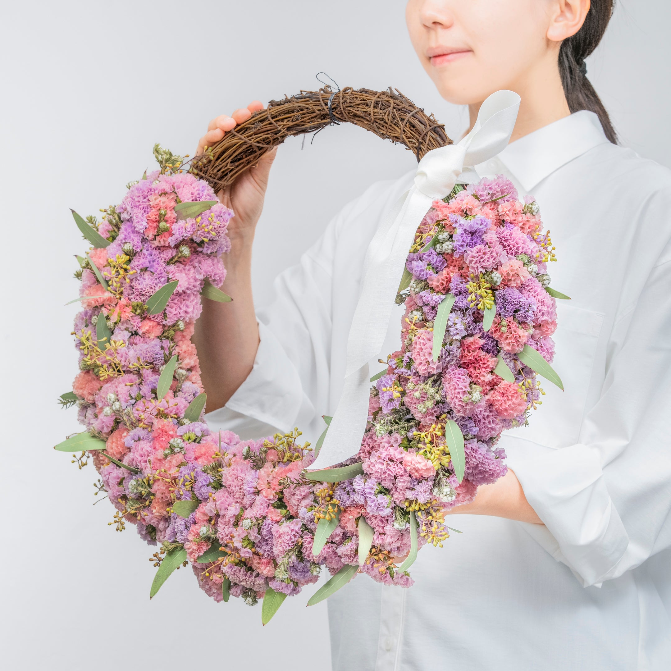 【受注販売】たっぷりのスターチスでつくった母の日リース(生花)