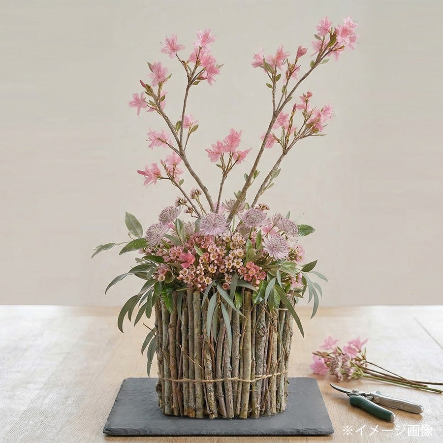 四季とフラワーアレンジレッスン《4月:花ツツジのバレル風アレンジ》@SiKiTO CAFE 日本橋店 / 幕張店