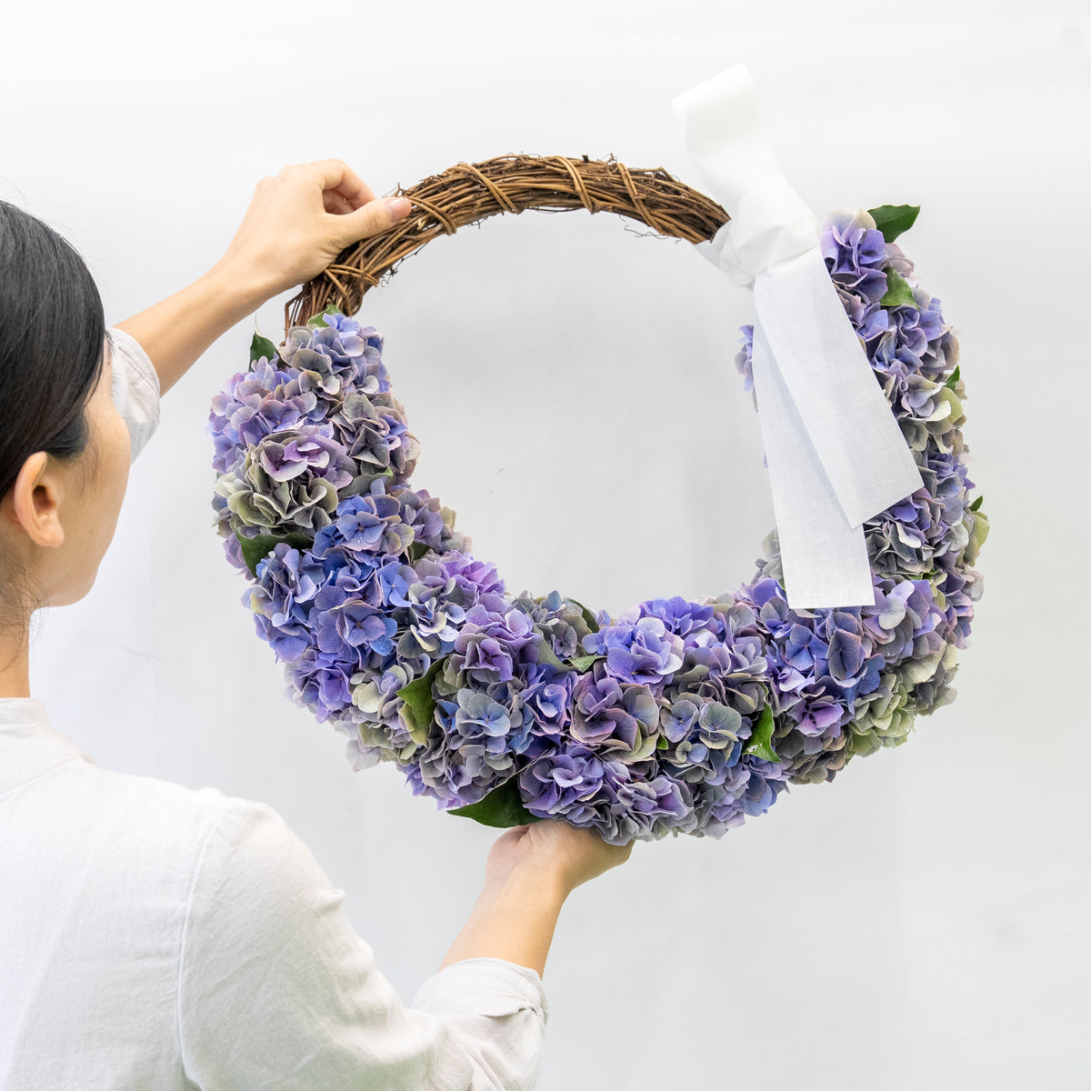 【受注販売】秋の始まりを告げるアンティークアジサイリース(生花)