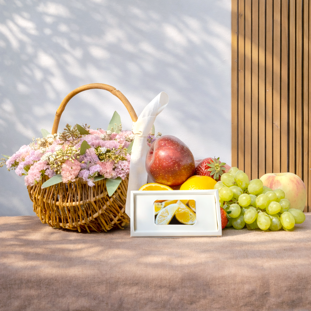 【受注販売】たっぷりのスターチスでつくった母の日バスケット(生花)