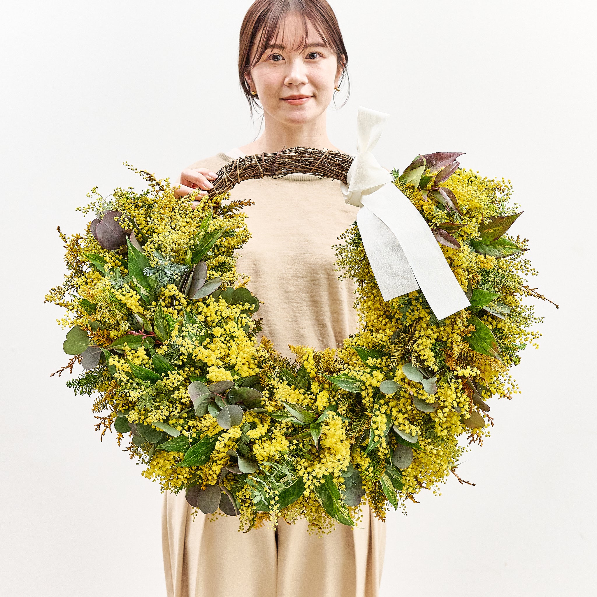 【Made to order】Early spring mimosa wreath (fresh flowers)