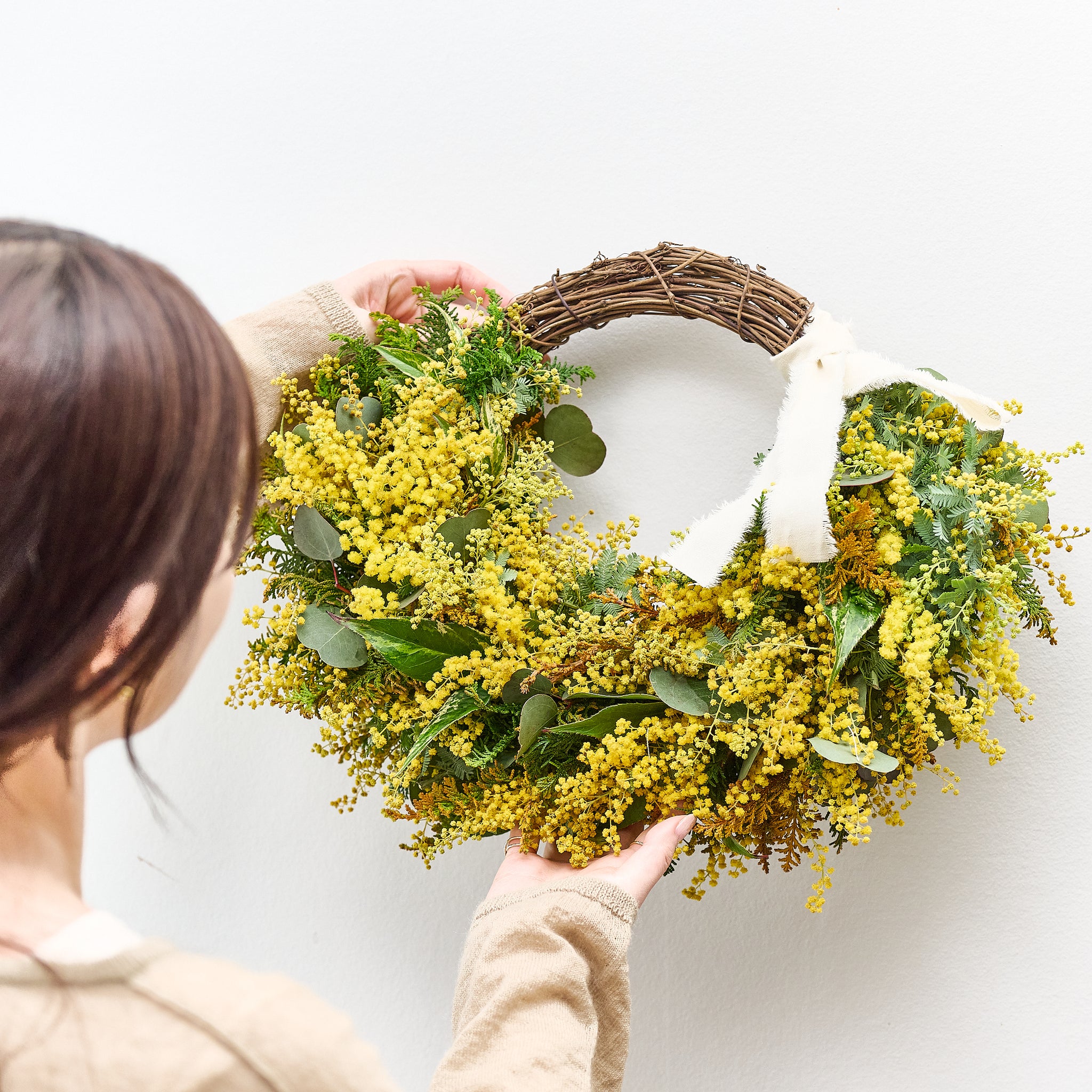 【Made to order】Early spring mimosa wreath (fresh flowers)