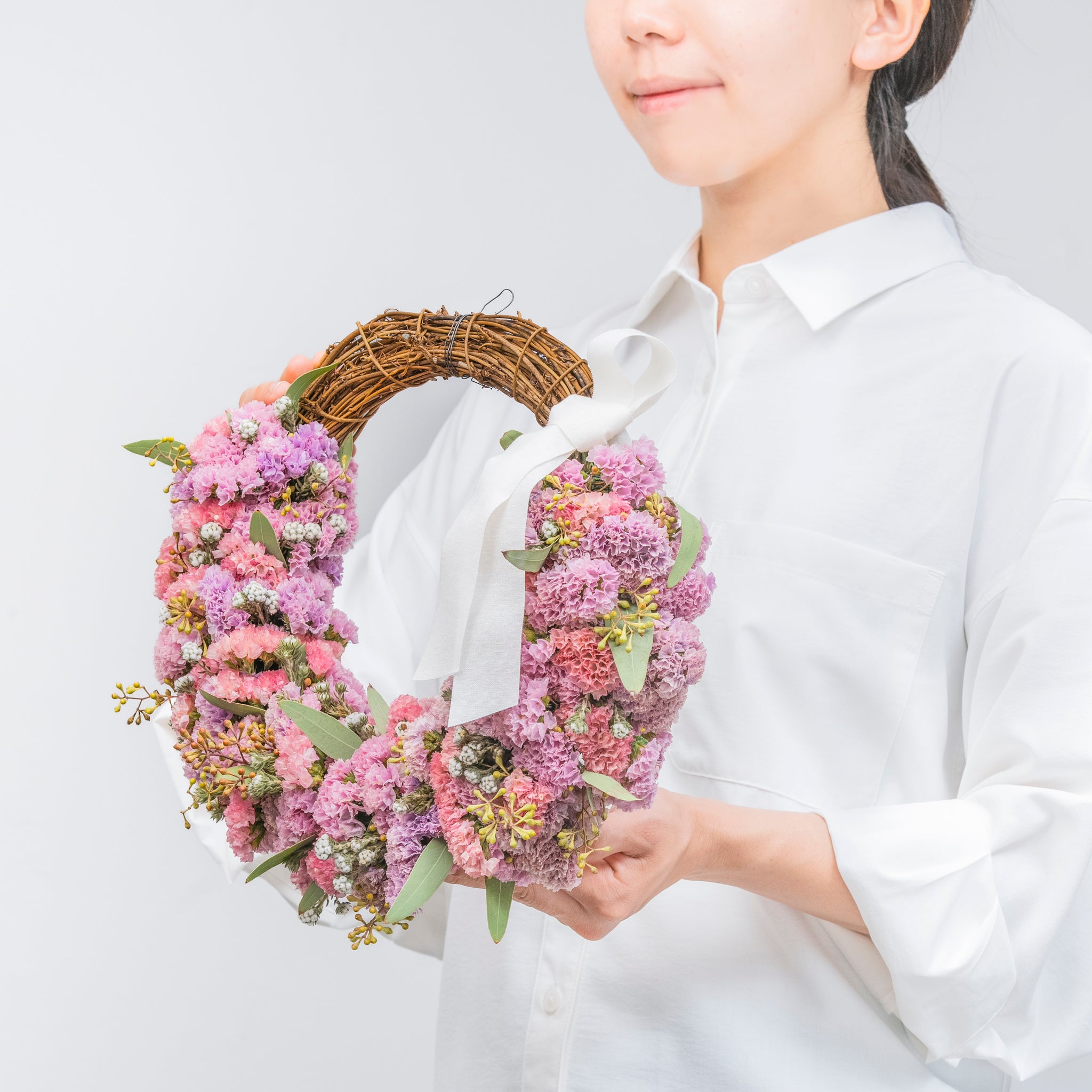 【受注販売】たっぷりのスターチスでつくった母の日リース（生花）