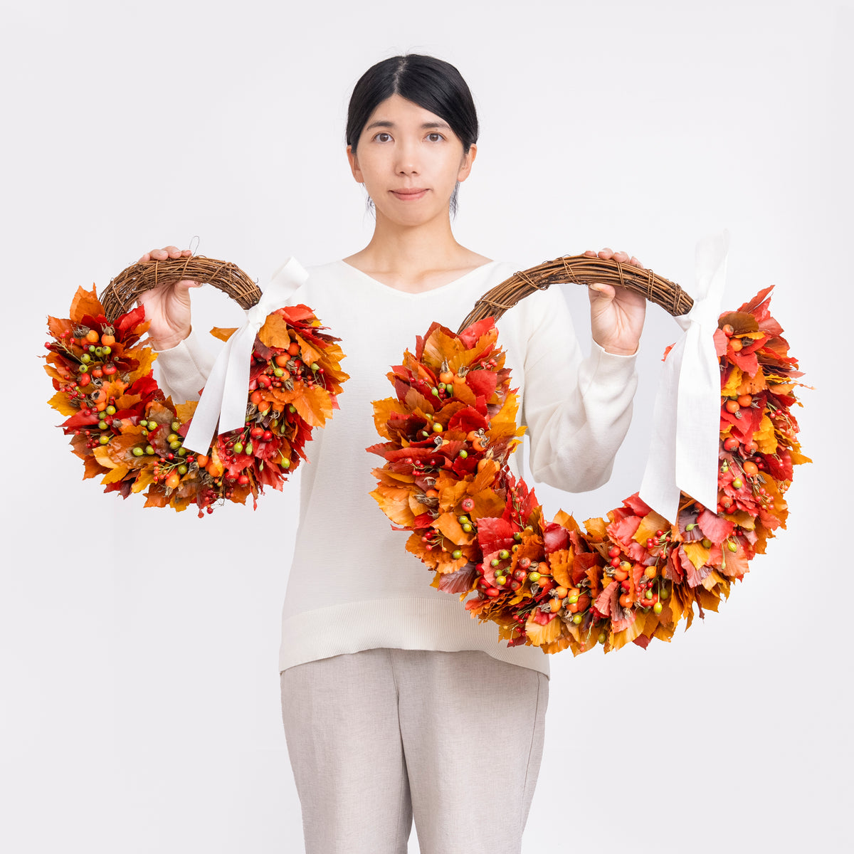 【受注販売】秋色をとじこめたファーガスリース（プリザーブド）